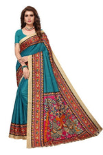 Womens Khadi Kalamkari Printed Saree With Blouse