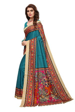 Womens Khadi Kalamkari Printed Saree With Blouse