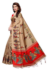 Women's Khadi Kalamkari Printed Saree With Blouse