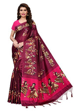 Women's Khadi Kalamkari Printed Saree With Blouse