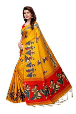 Women's Khadi Kalamkari Printed Saree With Blouse