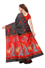 Womens Khadi Kalamkari Printed Saree With Blouse