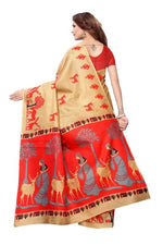 Women's Khadi Kalamkari Printed Saree With Blouse