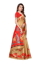 Women's Khadi Kalamkari Printed Saree With Blouse