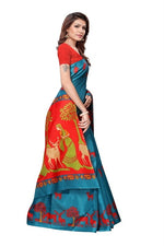 Womens Khadi Kalamkari Printed Saree With Blouse