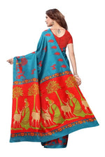 Womens Khadi Kalamkari Printed Saree With Blouse
