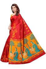 Women's Khadi Kalamkari Printed Saree With Blouse