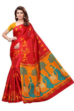 Women's Khadi Kalamkari Printed Saree With Blouse