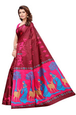 Women's Khadi Kalamkari Printed Saree With Blouse