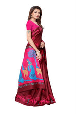 Women's Khadi Kalamkari Printed Saree With Blouse