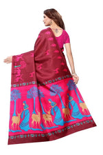 Women's Khadi Kalamkari Printed Saree With Blouse