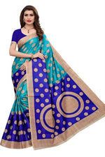 Womens Khadi Kalamkari Checks Saree With Blouse