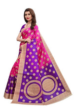 Womens Khadi Kalamkari Checks Saree With Blouse