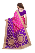 Womens Khadi Kalamkari Checks Saree With Blouse