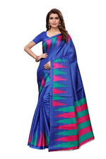 Womens Khadi Kalamkari Checks Saree With Blouse