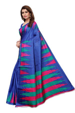 Womens Khadi Kalamkari Checks Saree With Blouse