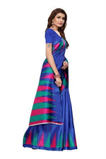 Womens Khadi Kalamkari Checks Saree With Blouse
