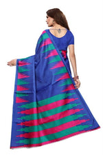 Womens Khadi Kalamkari Checks Saree With Blouse