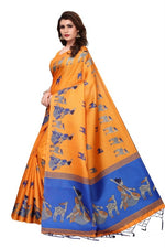 Womens Khadi Kalamkari Checks Saree With Blouse