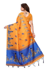 Womens Khadi Kalamkari Checks Saree With Blouse