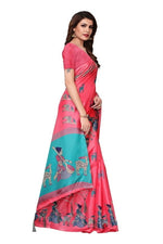 Womens Khadi Kalamkari Checks Saree With Blouse