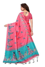 Womens Khadi Kalamkari Checks Saree With Blouse