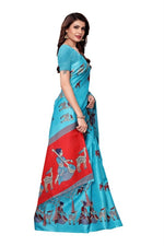 Womens Khadi Kalamkari Checks Saree With Blouse