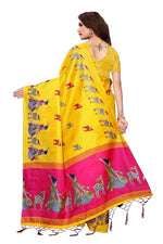 Womens Khadi Kalamkari Checks Saree With Blouse