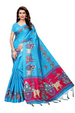 Womens Khadi Kalamkari Printed Saree With Blouse