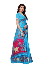 Womens Khadi Kalamkari Printed Saree With Blouse