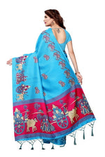 Womens Khadi Kalamkari Printed Saree With Blouse