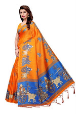 Womens Khadi Kalamkari Printed Saree With Blouse