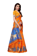 Womens Khadi Kalamkari Printed Saree With Blouse