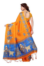 Womens Khadi Kalamkari Printed Saree With Blouse