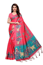 Womens Khadi Kalamkari Printed Saree With Blouse