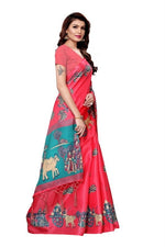 Women's Khadi Kalamkari Printed Saree With Blouse