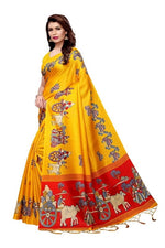 Womens Khadi Kalamkari Printed Saree With Blouse