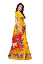 Womens Khadi Kalamkari Printed Saree With Blouse