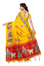 Womens Khadi Kalamkari Printed Saree With Blouse