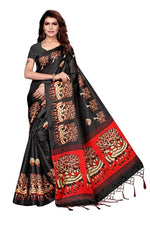 Womens Khadi Kalamkari Checks Saree With Blouse