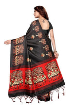 Womens Khadi Kalamkari Checks Saree With Blouse