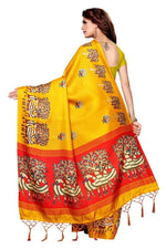 Womens Khadi Kalamkari Checks Saree With Blouse