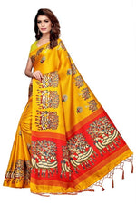 Womens Khadi Kalamkari Checks Saree With Blouse