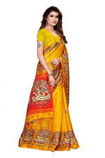 Womens Khadi Kalamkari Checks Saree With Blouse