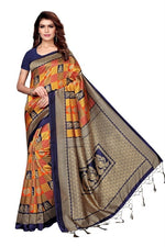 Womens Mysore Art Printed Silk Saree With Blouse