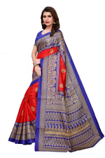 Womens Khadi Kalamkari Printed Saree With Blouse