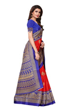 Womens Khadi Kalamkari Printed Saree With Blouse