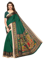 Womens Khadi Kalamkari Printed Saree With Blouse