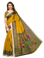 Womens Khadi Kalamkari Printed Saree With Blouse