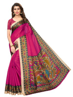 Womens Khadi Kalamkari Printed Saree With Blouse